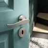 Ensemble poignée sur rosace rond à visser GoodHome Armel effet nickel satin gris Ø50mm