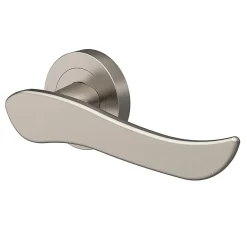 Ensemble poignée sur rosace rond à visser GoodHome Armel effet nickel satin gris Ø50mm