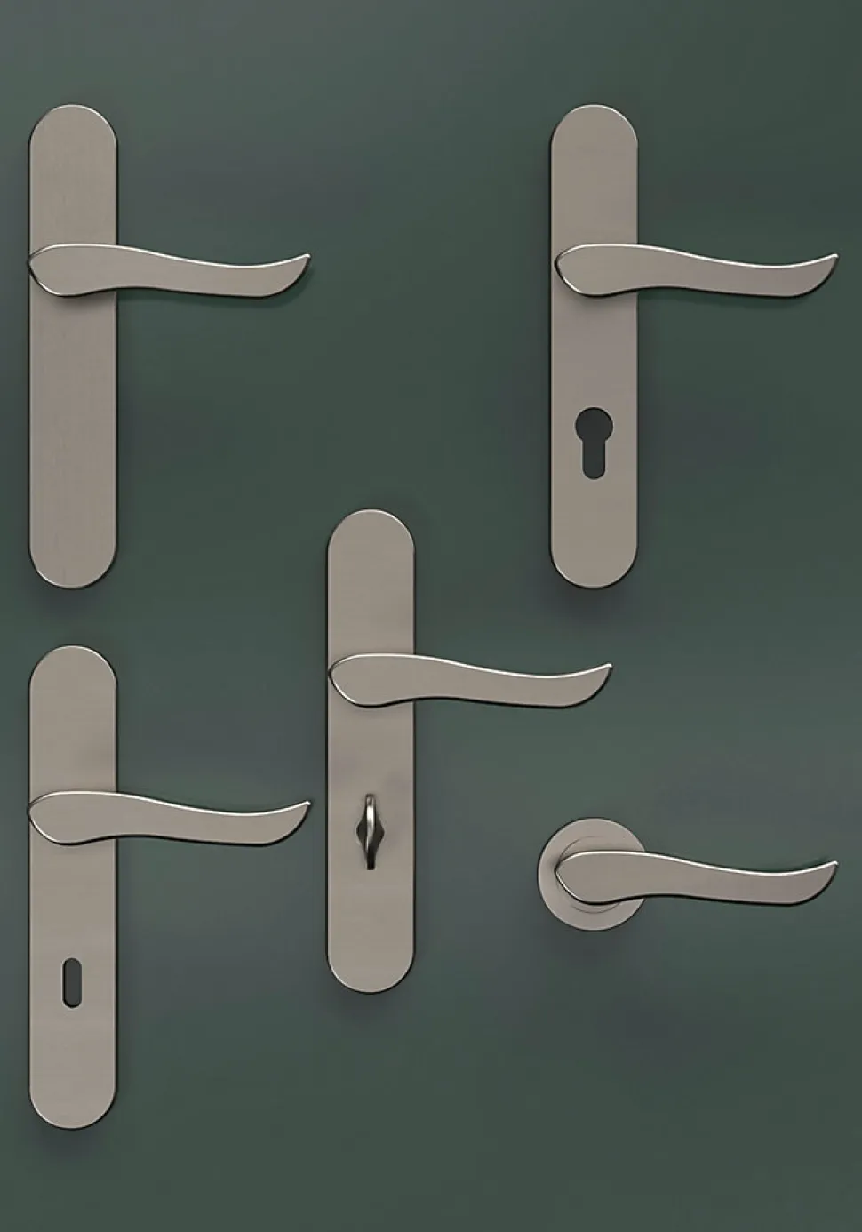 Ensemble poignée sur rosace rond à visser GoodHome Armel effet nickel satin gris Ø50mm