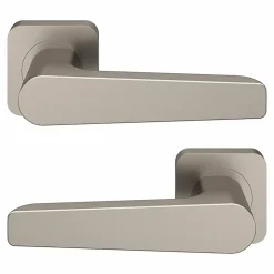 Ensemble poignée sur rosace rond à visser GoodHome Kerver effet nickel satin gris Ø52.5mm
