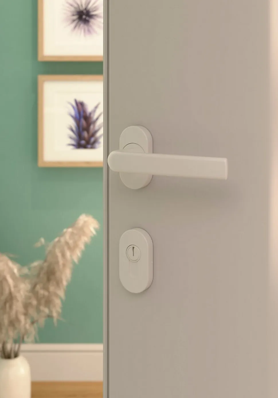 Ensemble poignée sur rosace Incurvé à visser GoodHome Primel mat blanc