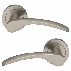 Ensemble poignée sur rosace rond à visser GoodHome Beare effet nickel satin gris Ø50mm
