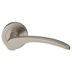 Ensemble poignée sur rosace rond à visser GoodHome Beare effet nickel satin gris Ø50mm