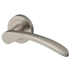 Ensemble poignée sur rosace rond à visser GoodHome Beare effet nickel satin gris Ø50mm