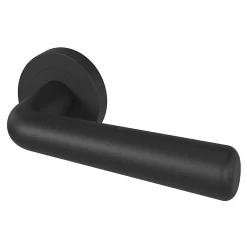 Ensemble poignée sur rosace rond à visser GoodHome Dizel mat noir Ø50mm
