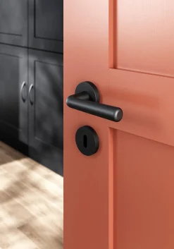 Ensemble poignée sur rosace rond à visser GoodHome Dizel mat noir Ø50mm