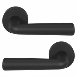 Ensemble poignée sur rosace rond à visser GoodHome Dizel mat noir Ø50mm