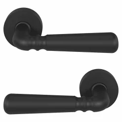 Ensemble poignée sur rosace rond à visser GoodHome Kilhog mat noir Ø50mm