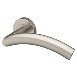 Ensemble poignée sur rosace rond à visser GoodHome Lagow acier inoxydable effet ino x satin gris Ø53mm