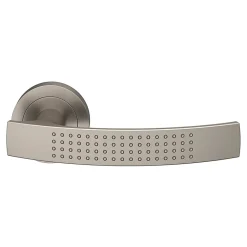 Ensemble poignée sur rosace rond à visser GoodHome Diss effet nickel satin gris Ø50mm