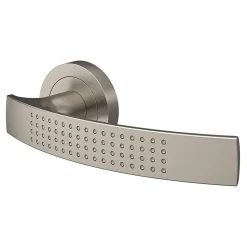 Ensemble poignée sur rosace rond à visser GoodHome Diss effet nickel satin gris Ø50mm