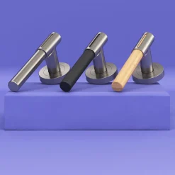 Ensemble poignée sur rosace rond à visser GoodHome Hezo effet nickel satin chromé Ø50mm
