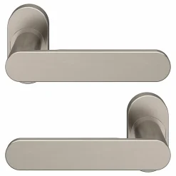 Ensemble poignée sur rosace à visser GoodHome Minzh effet nickel satin gris Ø63mm