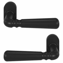 Ensemble poignée sur rosace à visser GoodHome Kilhog noir Ø63mm