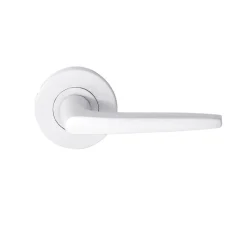 Ensemble poignée sur rosace rond à pousser Colan aluminium blanc Ø52mm