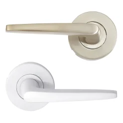 Ensemble poignée sur rosace rond à pousser Colan aluminium blanc Ø52mm