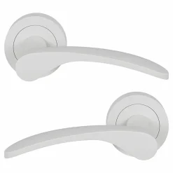Ensemble poignée sur rosace rond à visser GoodHome Beare mat blanc Ø50mm