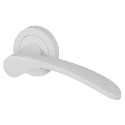 Ensemble poignée sur rosace rond à visser GoodHome Beare mat blanc Ø50mm