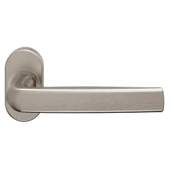 Ensemble poignée sur rosace Incurvé à visser GoodHome Primel effet nickel satin gris chromé