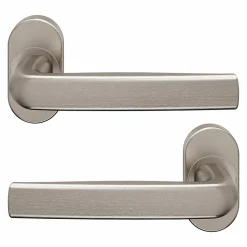 Ensemble poignée sur rosace Incurvé à visser GoodHome Primel effet nickel satin gris chromé
