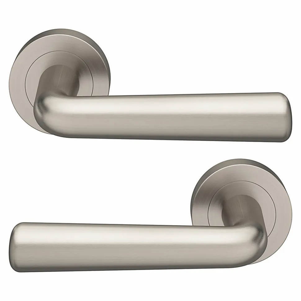 Ensemble poignée sur rosace rond à visser GoodHome Dizel effet nickel satin gris Ø50mm