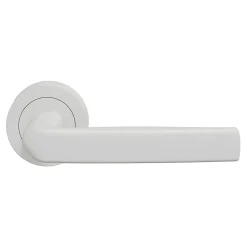 Ensemble poignée sur rosace Incurvé à visser GoodHome Primel mat blanc Ø52mm