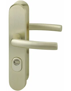 Ensemble poignées de sécurité pour porte d'entrée, béquille double, entr'axe de fixation 216mm, couleur F2 - THIRARD