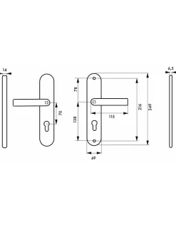 Ensemble poignées de sécurité pour porte d'entrée, béquille double, entr'axe de fixation 216mm, couleur F2 - THIRARD
