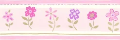 ESTAhome frise de papier peint adhésive fleurs rose clair - 500 x 17.6 cm - 170001