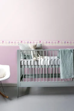 ESTAhome frise de papier peint adhésive fleurs rose clair - 500 x 17.6 cm - 170001