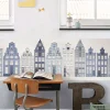 ESTAhome frise papier peint intissé XXL maisons bordant les canaux d'Amsterdam bleu - 430 x 50 cm - 157713