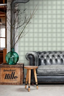 ESTAhome papier peint à carreaux vert menthe - 53 cm x 10.05 m - 138952