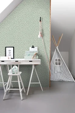 ESTAhome papier peint à motif de petits points vert menthe et blanc - 53 cm x 10.05 m - 139256