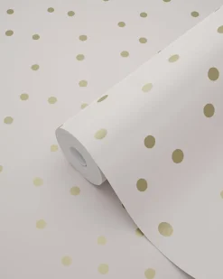 ESTAhome papier peint à motif de petits points vieux rose et or - 53 cm x 10.05 m - 139274