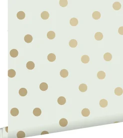 ESTAhome papier peint à motif de petits points blanc cassé et or - 53 cm x 10.05 m - 139243