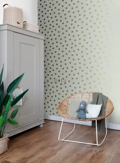 ESTAhome papier peint à motif de petits points blanc cassé et or - 53 cm x 10.05 m - 139243