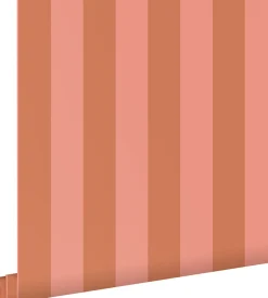 ESTAhome papier peint à rayures terracotta et rose pêche - 53 cm x 10.05 m - 139905