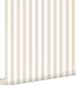ESTAhome papier peint à rayures beige et blanc - 53 cm x 10.05 m - 130949