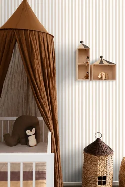 ESTAhome papier peint à rayures beige et blanc - 53 cm x 10.05 m - 130949