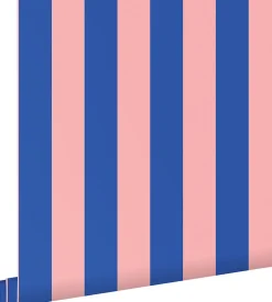 ESTAhome papier peint à rayures rose clair et bleu - 53 cm x 10.05 m - 139907