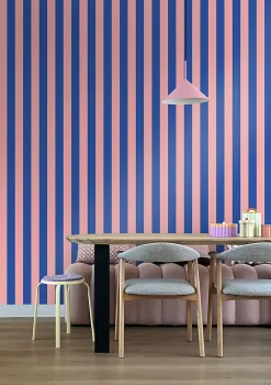 ESTAhome papier peint à rayures rose clair et bleu - 53 cm x 10.05 m - 139907