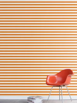 ESTAhome papier peint à rayures orange et blanc - 53 cm x 10.05 m - 115872