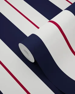 ESTAhome papier peint à rayures bleu et rouge - 53 cm x 10.05 m - 136415