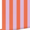 ESTAhome papier peint à rayures orange et lilas violet - 53 cm x 10.05 m - 139904