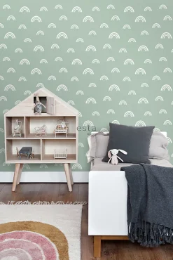 ESTAhome papier peint arcs en ciel vert menthe - 53 cm x 10.05 m - 139439