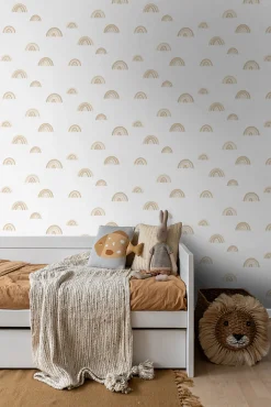 ESTAhome papier peint arcs en ciel beige et blanc - 53 cm x 10.05 m - 139684