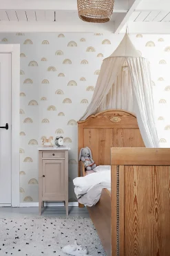 ESTAhome papier peint arcs en ciel beige et blanc - 53 cm x 10.05 m - 139684