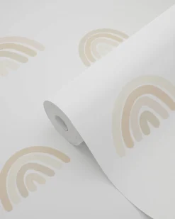ESTAhome papier peint arcs en ciel beige et blanc - 53 cm x 10.05 m - 139684