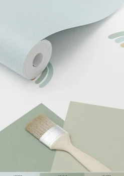 ESTAhome papier peint arcs en ciel vert menthe grisé et bleu gris - 53 cm x 10.05 m - 139254