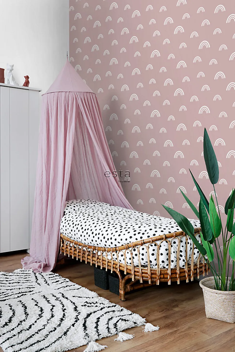 ESTAhome papier peint arcs en ciel vieux rose - 53 cm x 10.05 m - 139437